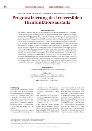Vorschauseite 1: Prognostizierung des irreversiblen Hirnfunktionsausfalls