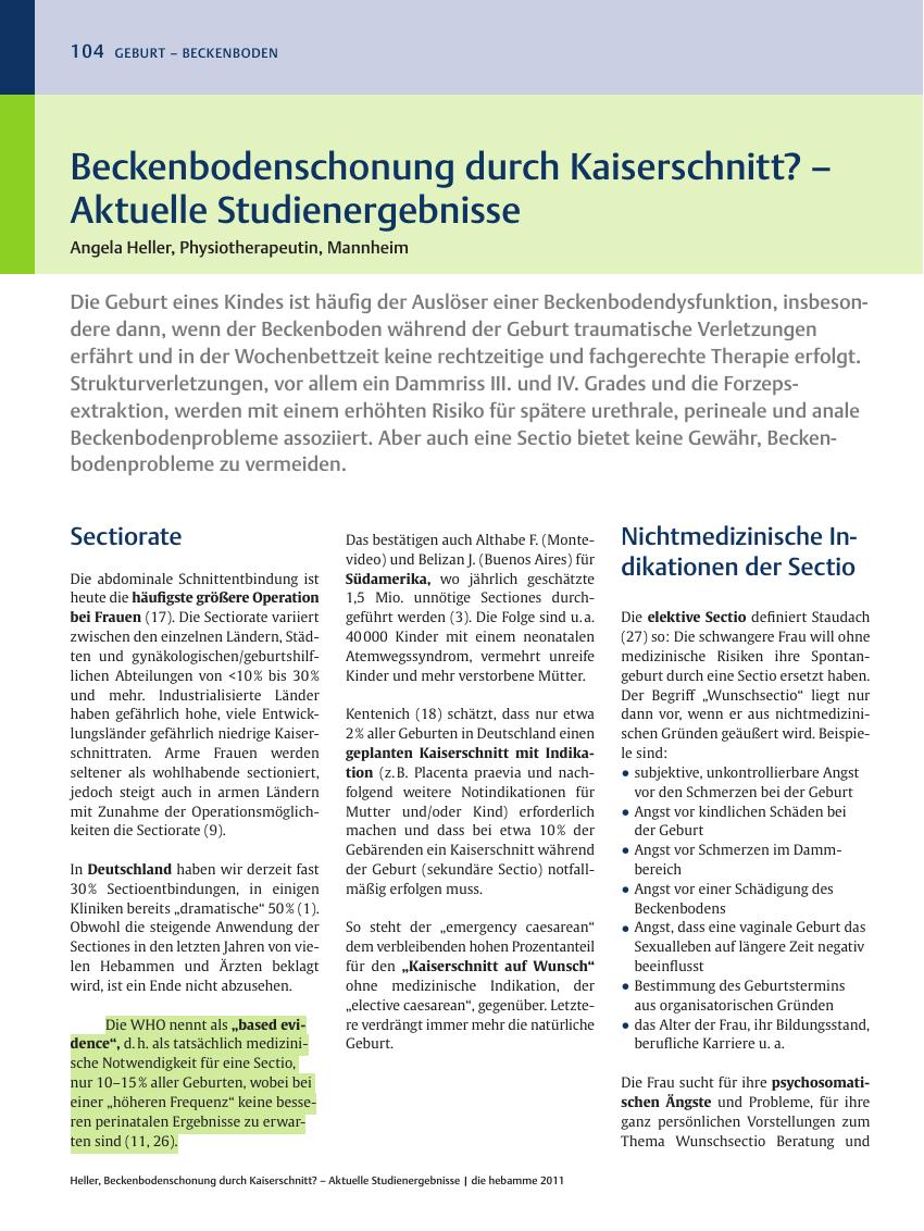 Vorschauseite 1: Beckenbodenschonung durch Kaiserschnitt? – Aktuelle Studienergebnisse