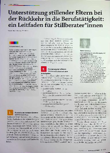 Vorschauseite 1: Unterstützung stillender Eltern bei der Rückkehr in die Berufstätigkeit: ein Leitfaden für Stillberater*innen