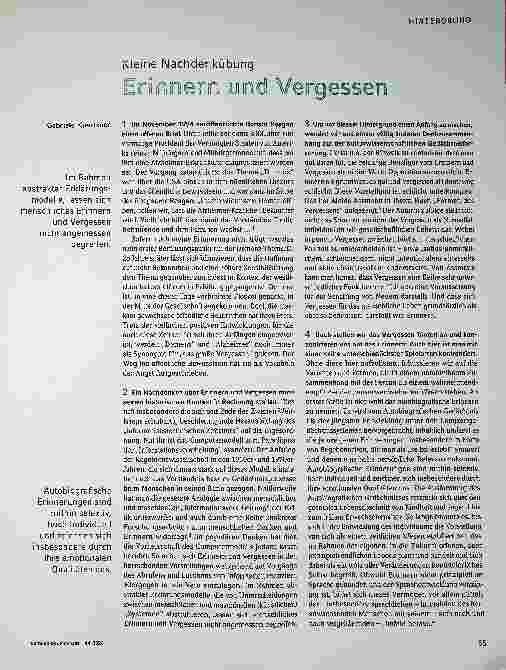 Vorschauseite 1: Kleine Nachdenkübung: Erinnern und Vergessen