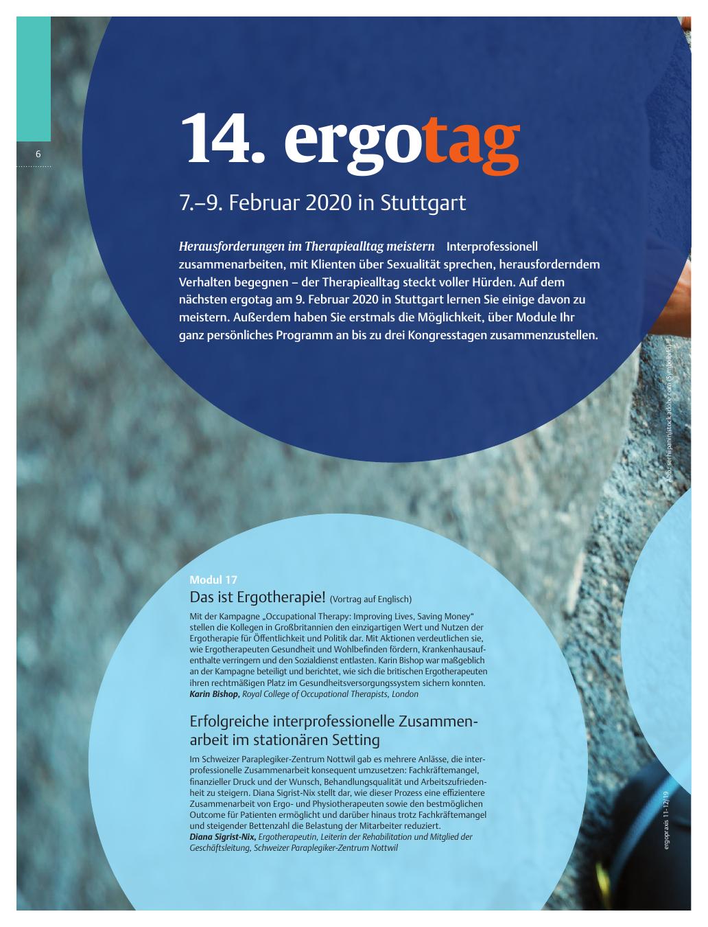 Vorschauseite 1: 14. ergotag ? Herausforderungen im Therapiealltag meistern