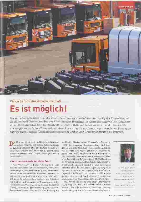 Vorschauseite 1: Vision Zero in der Abfallwirtschaft. Es ist möglich!