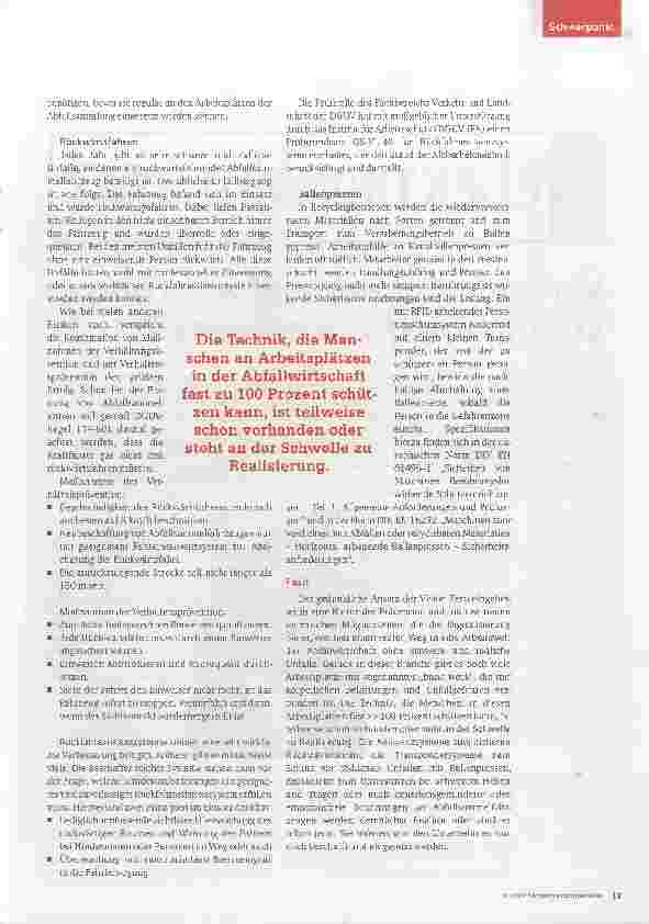Vorschauseite 3: Vision Zero in der Abfallwirtschaft. Es ist möglich!