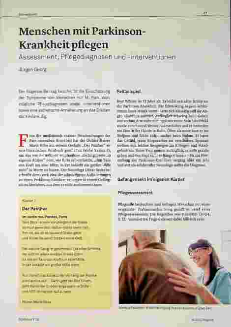 Vorschauseite 1: Menschen mit Parkinson-Krankheit pflegen: Assessment, Pflegediagnosen und -Interventionen