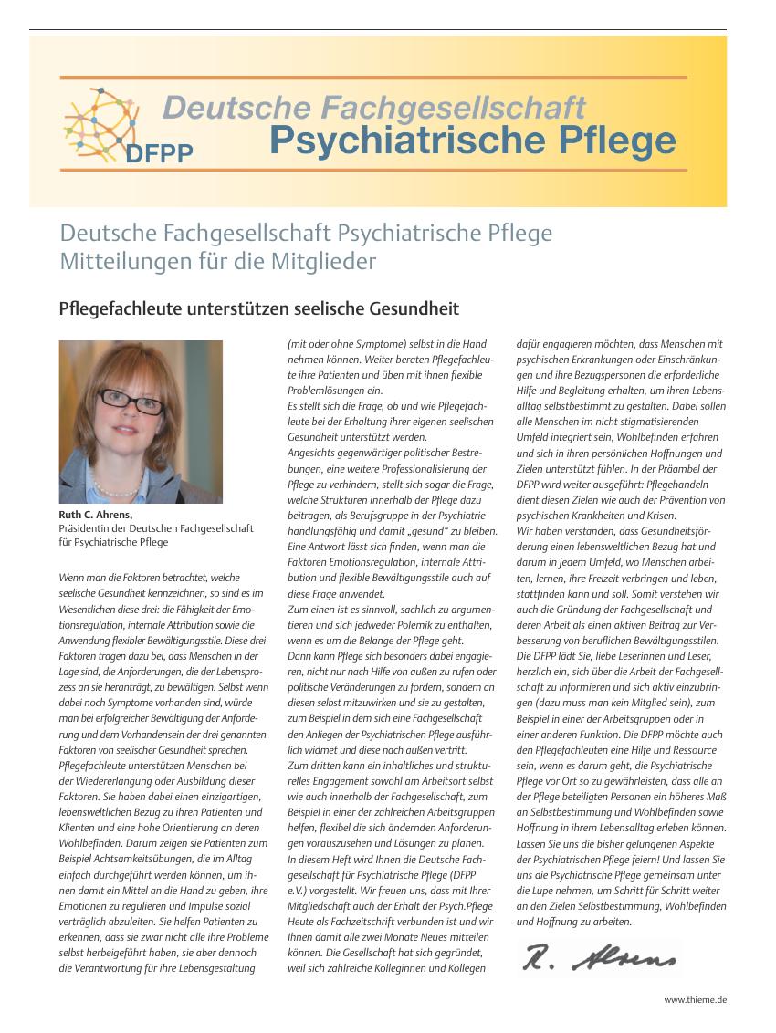 Vorschauseite 1: Deutsche Fachgesellschaft Psychiatrische Pflege