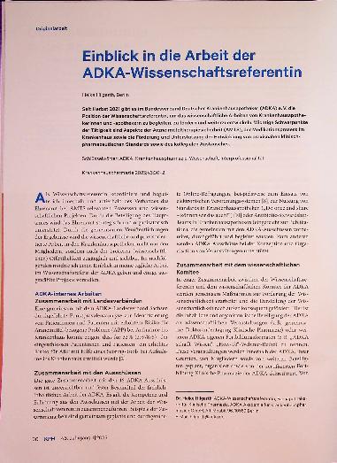Vorschauseite 1: Einblick in die Arbeit der ADKA-Wissenschaftsreferentin