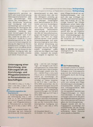 Vorschauseite 1: Untersagung einer Einrichtung, eine Führungskraft als Einrichtungsund Pflegedienstleiterin in Personalunion zu beschäftigen