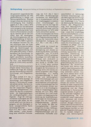 Vorschauseite 4: Untersagung einer Einrichtung, eine Führungskraft als Einrichtungsund Pflegedienstleiterin in Personalunion zu beschäftigen