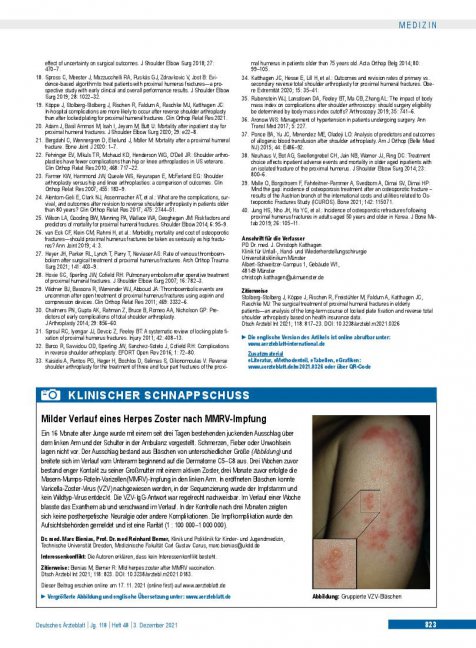 Vorschauseite 1: Milder Verlauf eines Herpes Zoster nach MMRV-Impfung