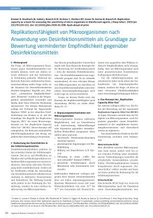 Vorschauseite 1: Replikationsfähigkeit von Mikroorganismen nach Anwendung von Desinfektionsmitteln als Grundlage zur Bewertung verminderter Empfindlichkeit gegenüber Desinfektionsmitteln