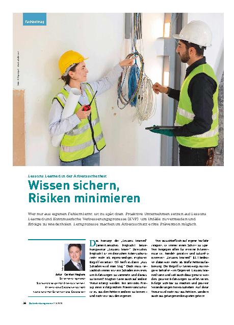 Vorschauseite 1: Lessons Learned in der Arbeitssicherheit Wissen sichern, Risiken minimieren
