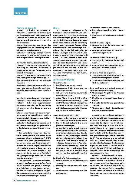 Vorschauseite 3: Lessons Learned in der Arbeitssicherheit Wissen sichern, Risiken minimieren
