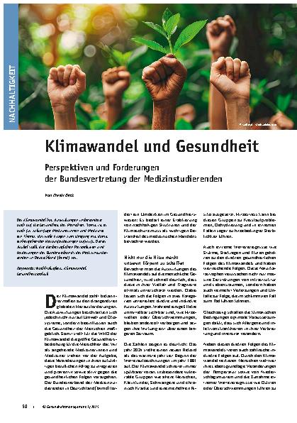 Vorschauseite 1: Klimawandel und Gesundheit Perspektiven und Forderungen der Bundesvertretung der Medizinstudierenden