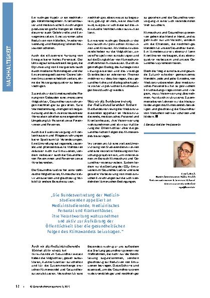 Vorschauseite 3: Klimawandel und Gesundheit Perspektiven und Forderungen der Bundesvertretung der Medizinstudierenden
