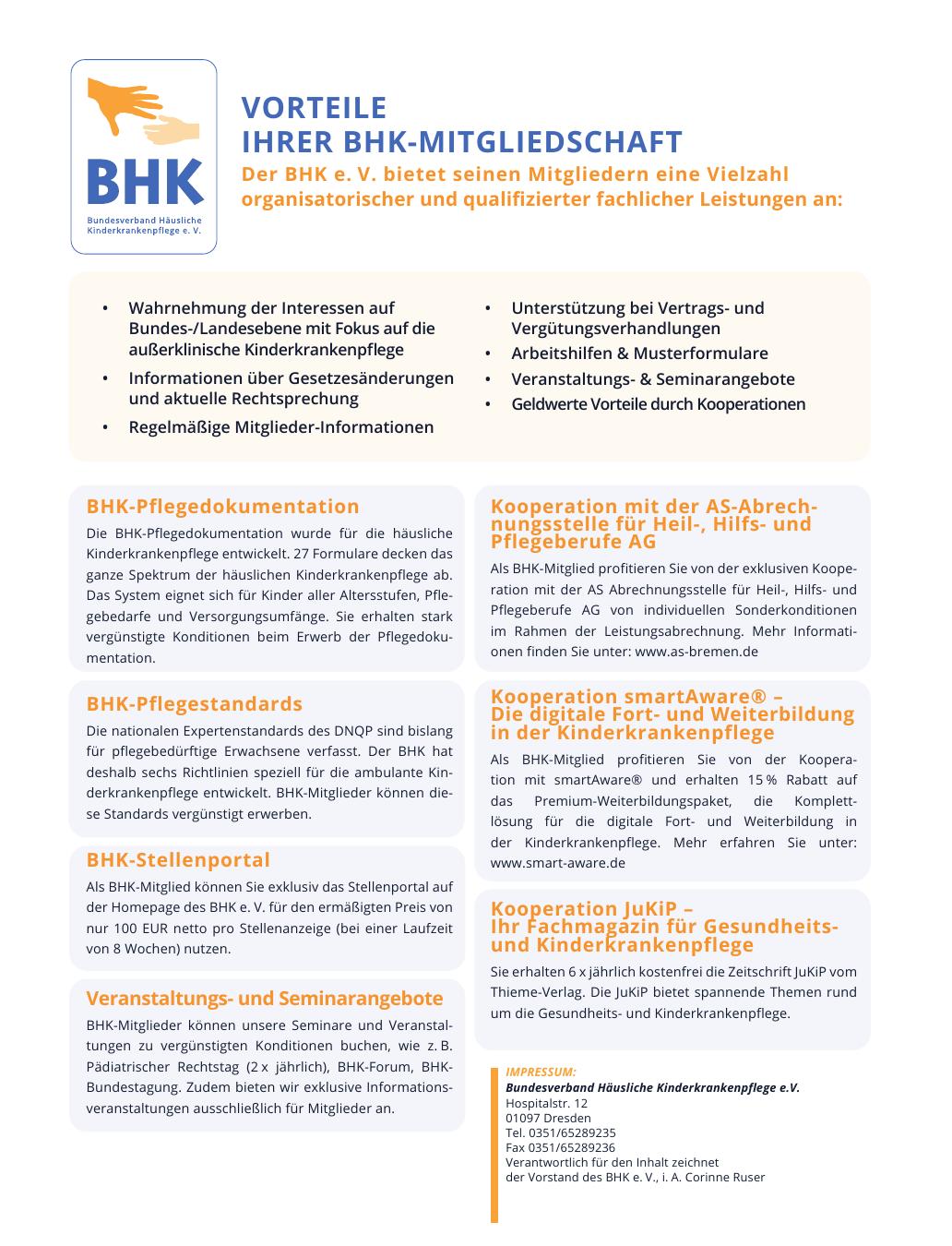 Vorschauseite 1: Vorteile Ihrer BHK-Mitgliedschaft