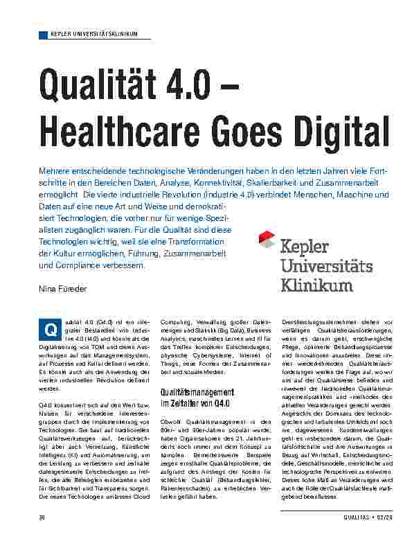Vorschauseite 1: Qualität 4.0 – Healthcare Goes Digital