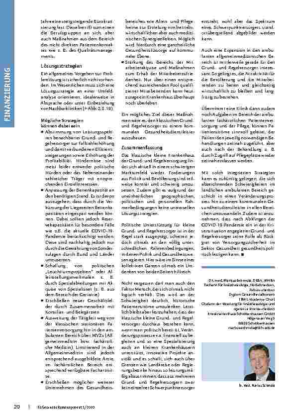 Vorschauseite 4: Zukunftskonzepte für die Grundund Regelversorgung: Die Sicht eines Chefarztes und Gesundheitsökonomen