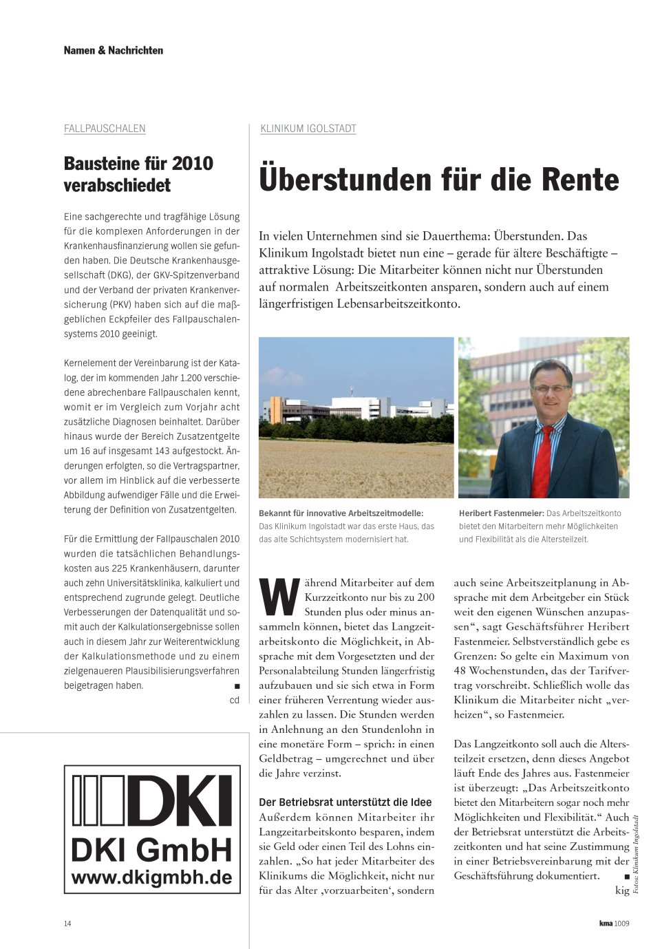 Vorschauseite 1: Bausteine für 2010 verabschiedet