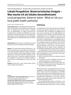 Vorschauseite 1: Lokale Perspektive: Bioterroristisches Ereignis – Was mache ich als lokales Gesundheitsamt