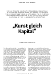 Vorschauseite 1: "Kunst gleich Kapital"