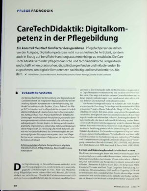 Vorschauseite 1: CareTechDidaktik: Digitalkompetenz in der Pflegebildung