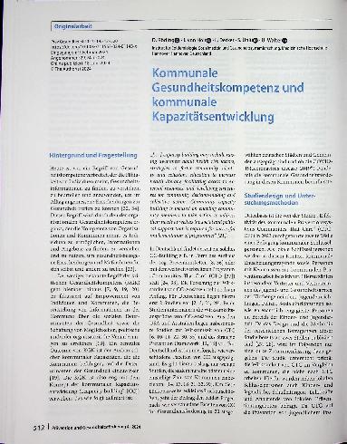 Vorschauseite 1: Kommunale Gesundheitskompetenz und kommunale Kapazitätsentwicklung