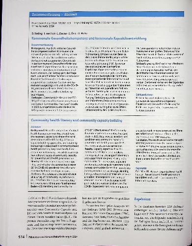 Vorschauseite 3: Kommunale Gesundheitskompetenz und kommunale Kapazitätsentwicklung