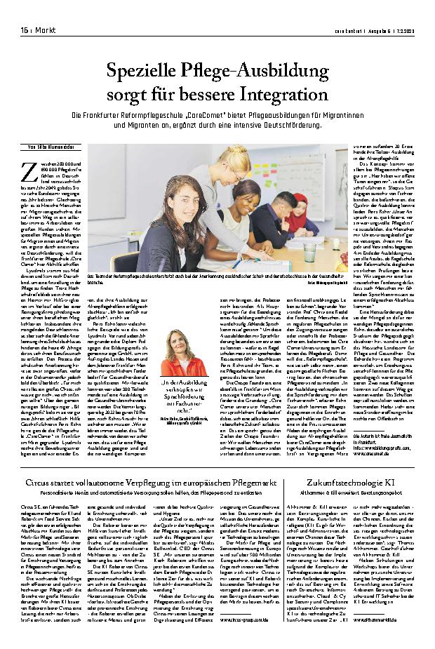 Vorschauseite 1: Spezielle Pflege-Ausbildung sorgt für bessere Integration