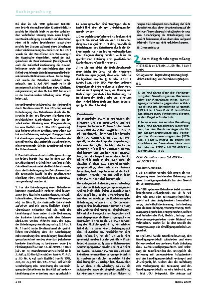 Vorschauseite 2: 1. Zur Unterbringung Schlagworte: Bestimmte Bezeichnung der Unterbringungsart in der Beschlussformel