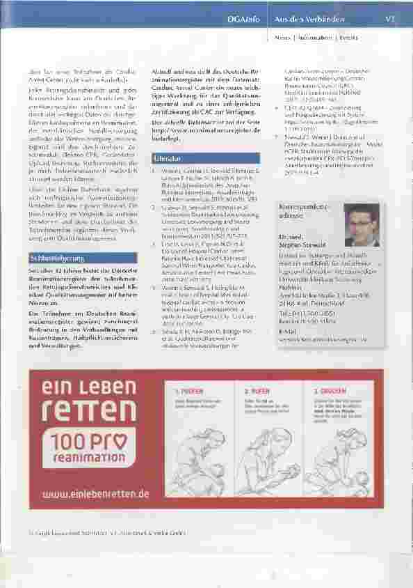 Vorschauseite 3: Strukturierte Datenerfassung nach erfolgter Reanimation: Datensatz Cardiac Arrest Center