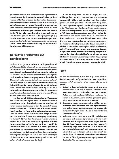 Vorschauseite 2: Kinderund Jugendgesundheit hat keinerlei politische Priorität in Deutschland