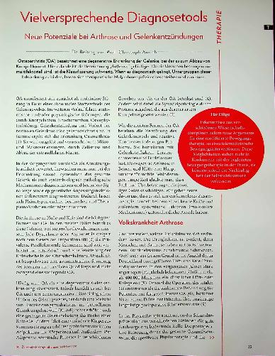 Vorschauseite 1: Vielversprechende Diagnosetools Neue Potenziale bei Arthrose und Gelenkentzündungen