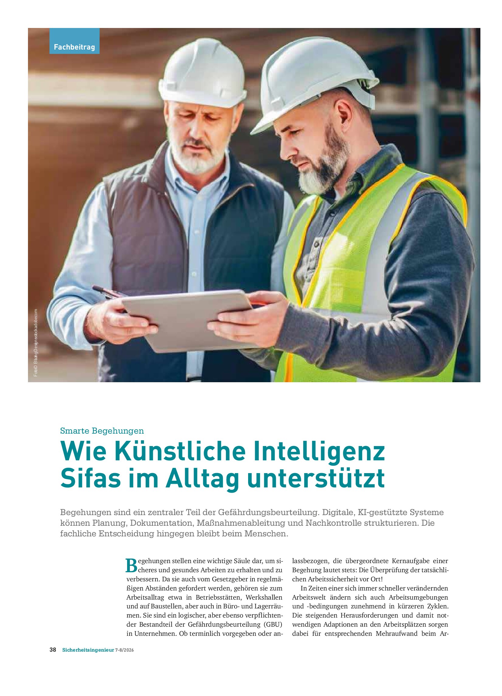 Vorschauseite 1: Smarte Begehungen – Wie Künstliche Intelligenz SiFas im Alltag unterstützt