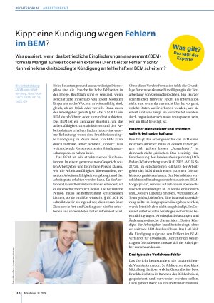 Vorschauseite 1: Kippt eine Kündigung wegen Fehlern im BEM?