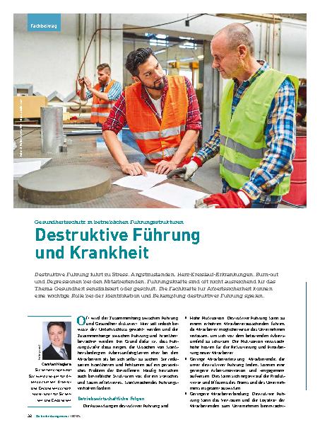 Vorschauseite 1: Gesundheitsschutz in betrieblichen Führungsstrukturen: Destruktive Führung und Krankheit