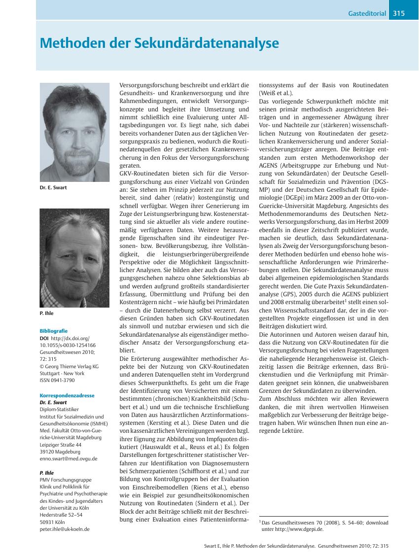 Vorschauseite 1: Methoden der Sekundärdatenanalyse