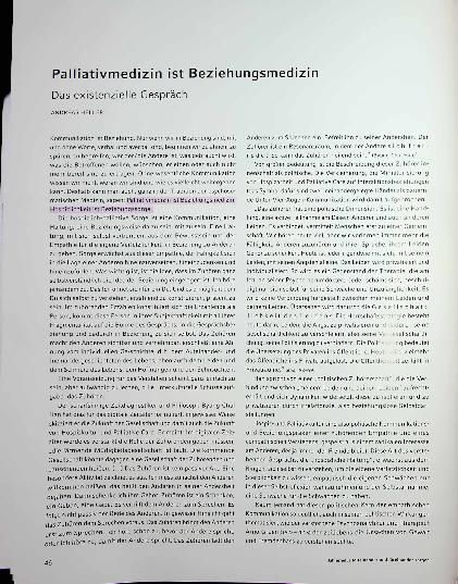 Vorschauseite 3: Palliativmedizin ist Beziehungsmedizin. Das existenzielle Gespräch.