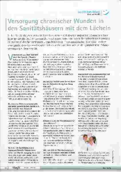 Vorschauseite 1: Versorgung chronischer Wunden in den Sanitätshäusern mit dem Lächeln.