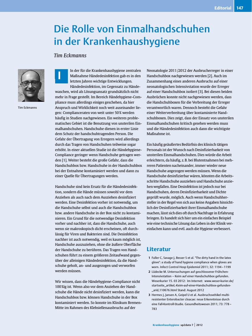 Vorschauseite 1: Die Rolle von Einmalhandschuhen in der Krankenhaushygiene