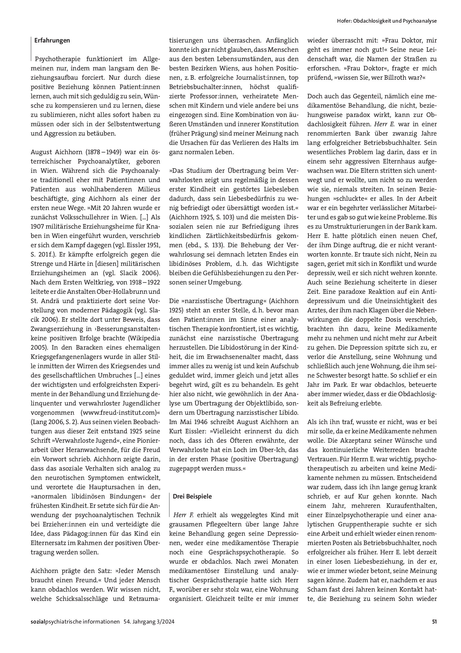 Vorschauseite 2: Obdachlosigkeit und Psychoanalyse. Erfahrungen aus dem Wohnungslosenheim