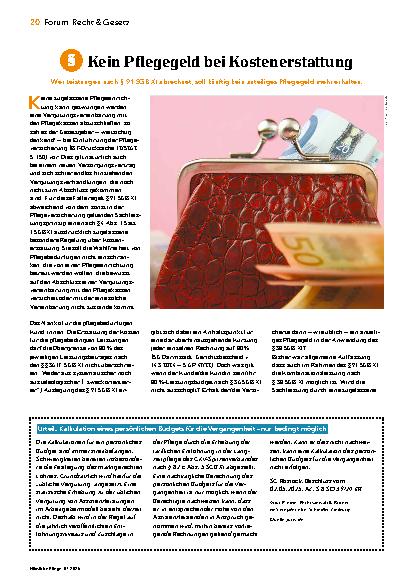 Vorschauseite 1: Kein Pflegegeld bei Kostenerstattung