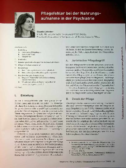 Vorschauseite 1: Pflegefehler bei der Nahrungsaufnahme in der Psychiatrie