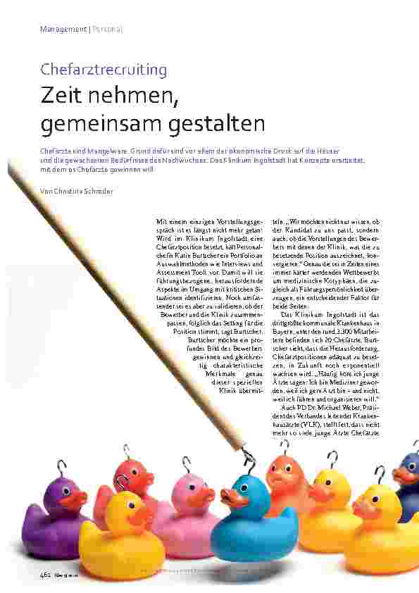 Vorschauseite 1: Chefarztrecruiting: Zeit nehmen, gemeinsam gestalten