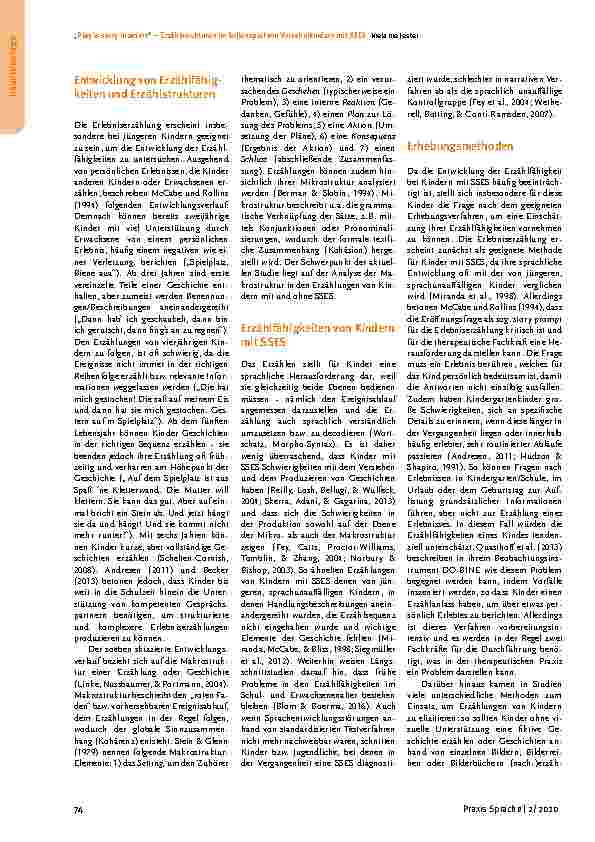 Vorschauseite 2: "Play is story in action" – Erzählstrukturen im Rollenspiel von Vorschulkindern mit SSES