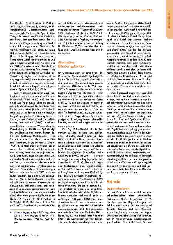 Vorschauseite 3: "Play is story in action" – Erzählstrukturen im Rollenspiel von Vorschulkindern mit SSES