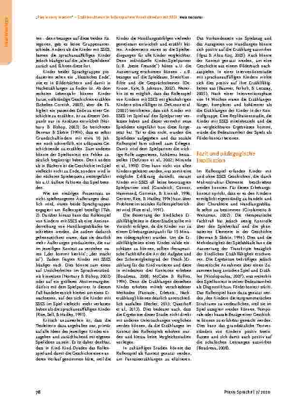 Vorschauseite 6: "Play is story in action" – Erzählstrukturen im Rollenspiel von Vorschulkindern mit SSES