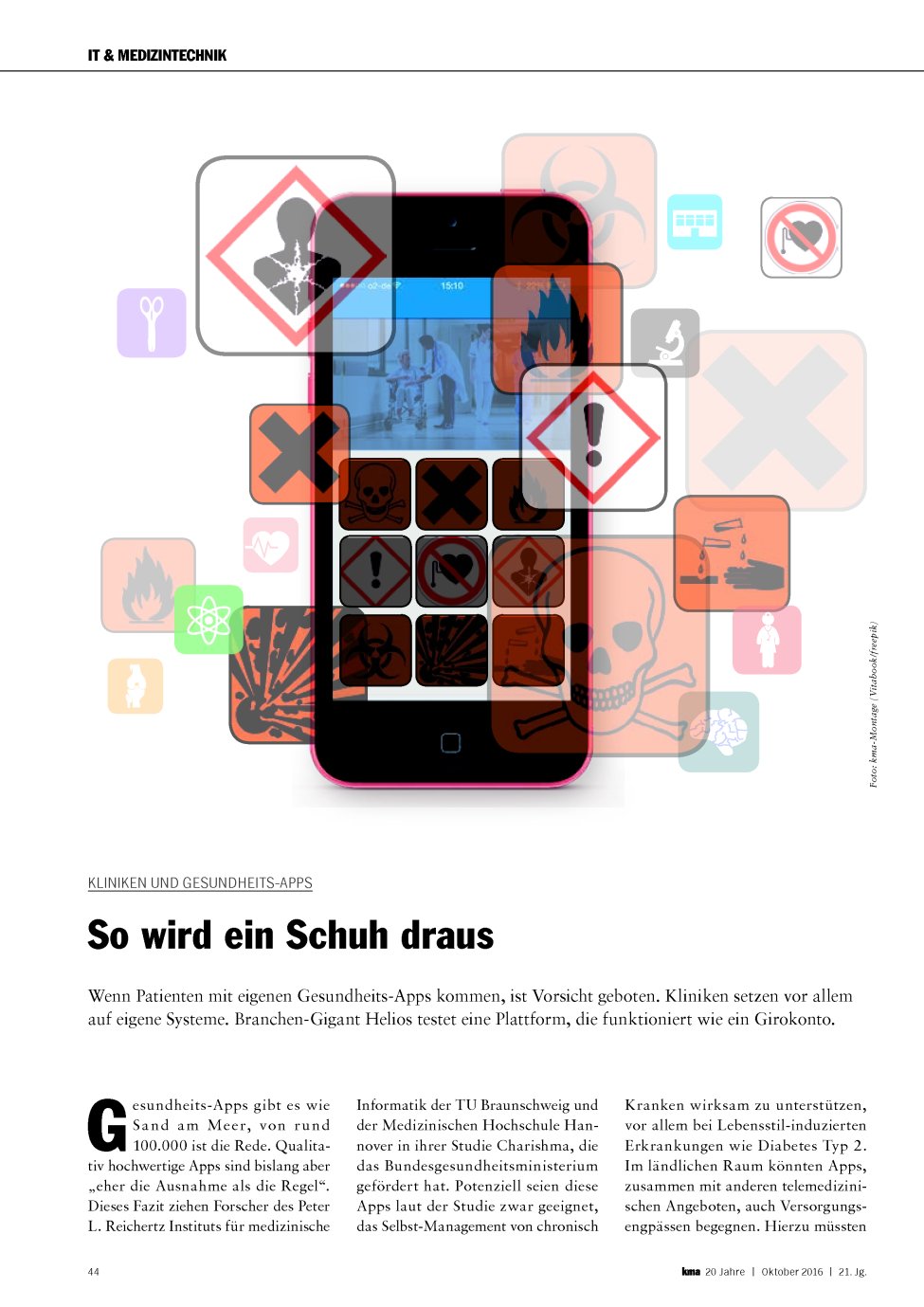 Vorschauseite 1: Kliniken und Gesundheits-Apps: So wird ein Schuh draus