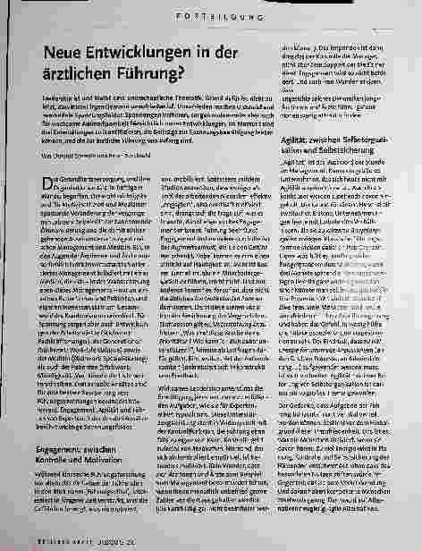 Vorschauseite 1: Neue Entwicklungen in der ärztlichen Führung?