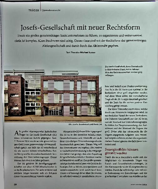 Vorschauseite 1: Josefs-Gesellschaft mit neuer Rechtsform