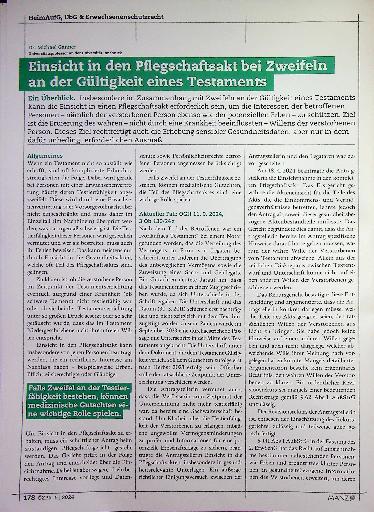 Vorschauseite 2: Einsicht in den Pflegschaftsakt bei Zweifeln an der Gültigkeit eines Testaments
